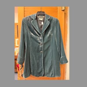 Coldwater Creek Women's Jacket Blue Crushed Velvet Lined, Size: Small, EUC